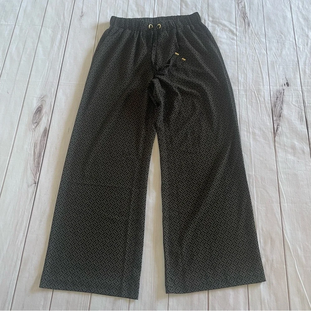 Michael Kors Monogram Printed Wide Leg Pants Women’s M Black Luxury Money Classy